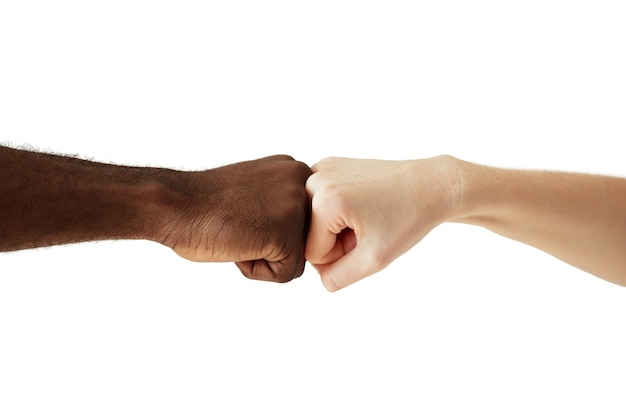 Interracial human hands isolated