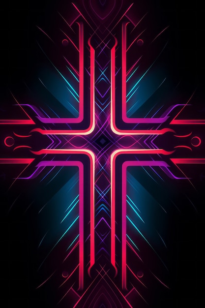 Intricate 3d cross with bright lights