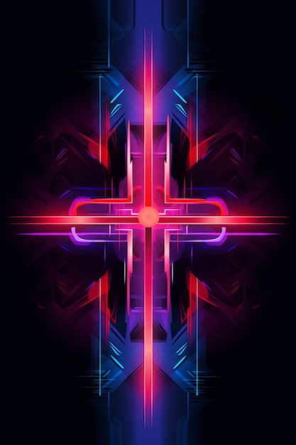 Free photo intricate 3d cross with bright lights