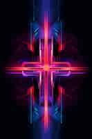 Free photo intricate 3d cross with bright lights