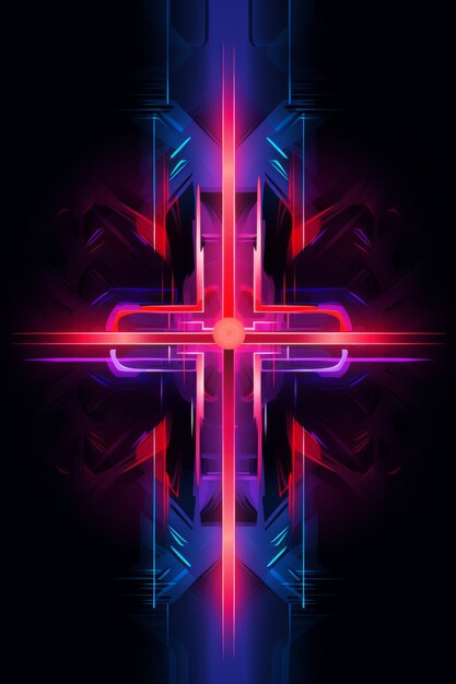 Intricate 3d cross with bright lights