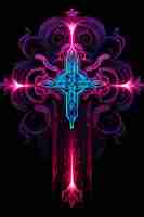 Free photo intricate 3d cross with bright lights