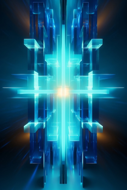 Intricate 3d cross with bright lights