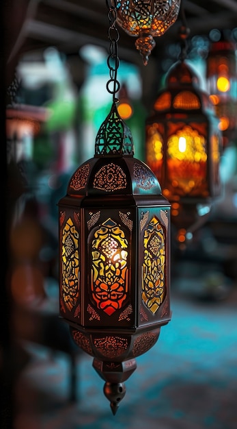 Foto gratuita design intricato di lanterne per la celebrazione islamica del ramadan