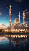 Бесплатное фото Сложное строительство и архитектура мечети ночью