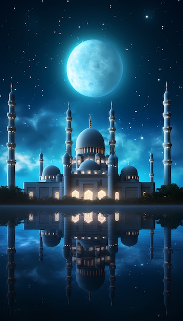 밤 에 복잡 한 모스크 건물 과 건축물