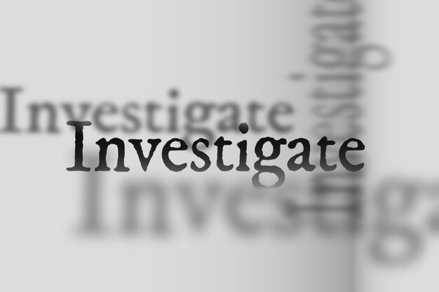 investigate word in faded shadow font typography illustration