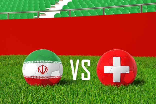 경기장에서 이란 VS 스위스
