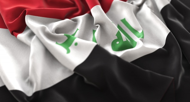 Free photo iraq flag ruffled beautifully waving macro close-up shot