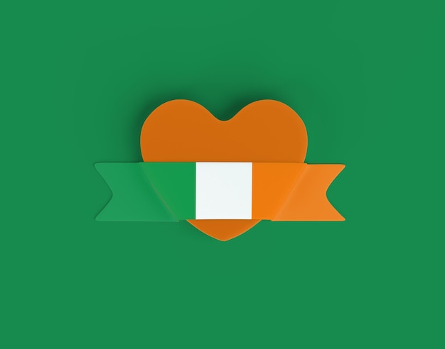 Foto gratuita bandiera del cuore della bandiera dell'irlanda