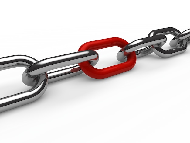 Iron chain with a red link