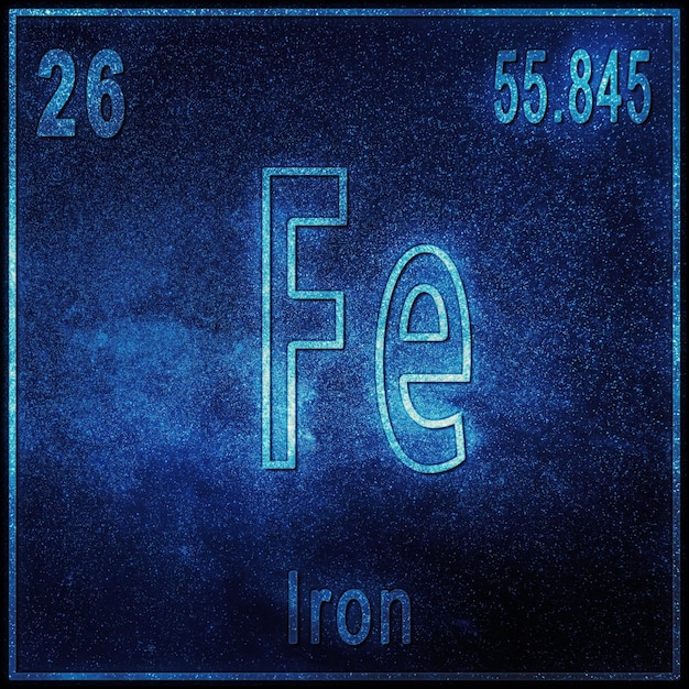 鉄の化学元素、原子番号と原子量の記号、周期表元素