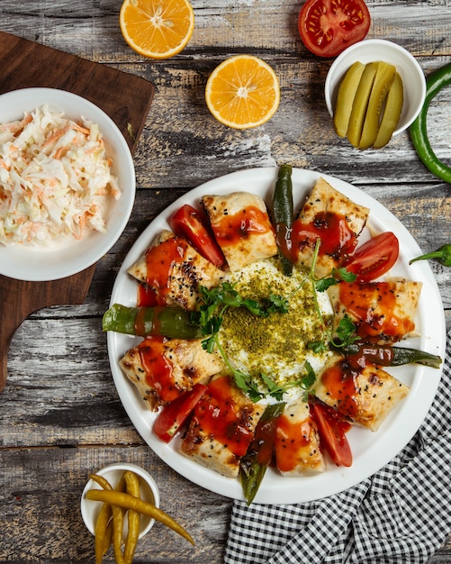 iskender doner on the table top view