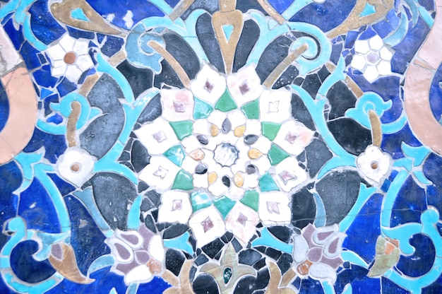 Islamic mosque blue ornamental tiles