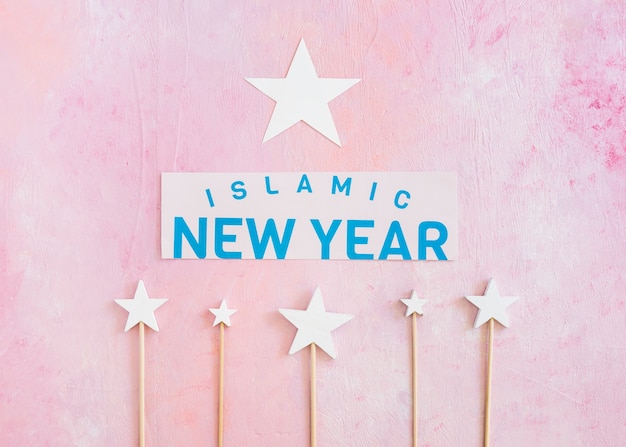 Foto gratuita parola di capodanno islamico con composizione di stelle