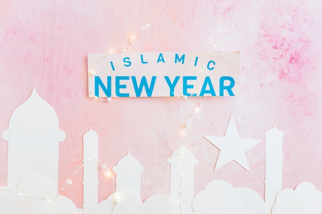 Islamic New Year words and mosque