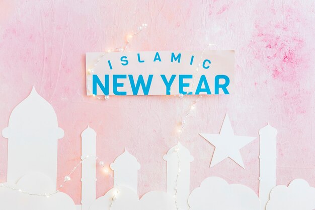 Islamic New Year words and mosque