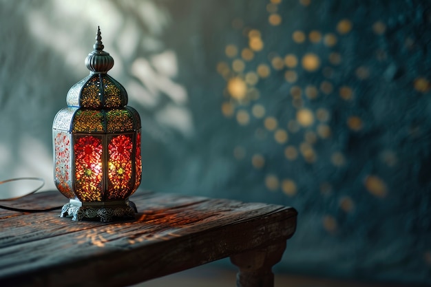 Foto gratuita design di lanterna in stile islamico per la celebrazione del ramadan con spazio di copia