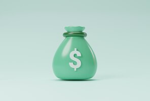 Isolate of green dollar money bag for financial saving dividend and deposit concept by 3d render illustration