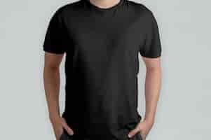 Free photo isolated black t-shirt model, front view