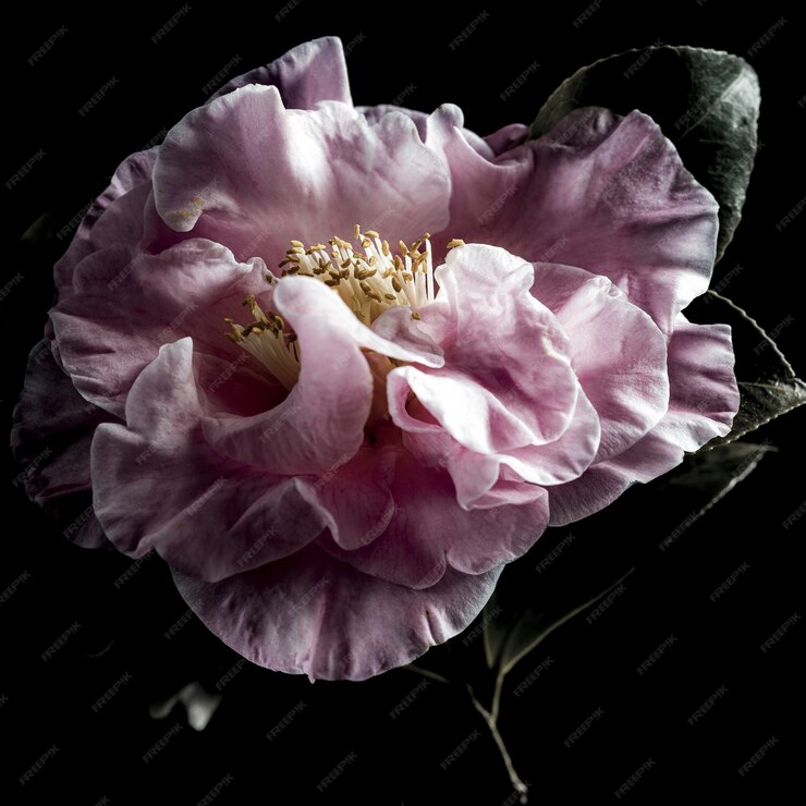 isolated closeup shot beautiful pink evergreen rose black background 181624 31003