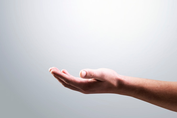 Free Photo isolated hand background showing invisible object gesture