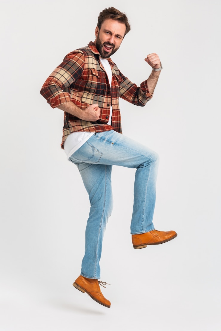 Free Photo isolated handsome strong emotional bearded man