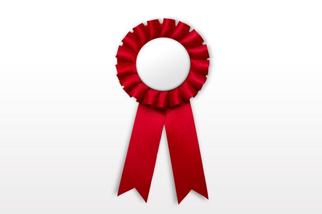 Isolated red badge with ribbon