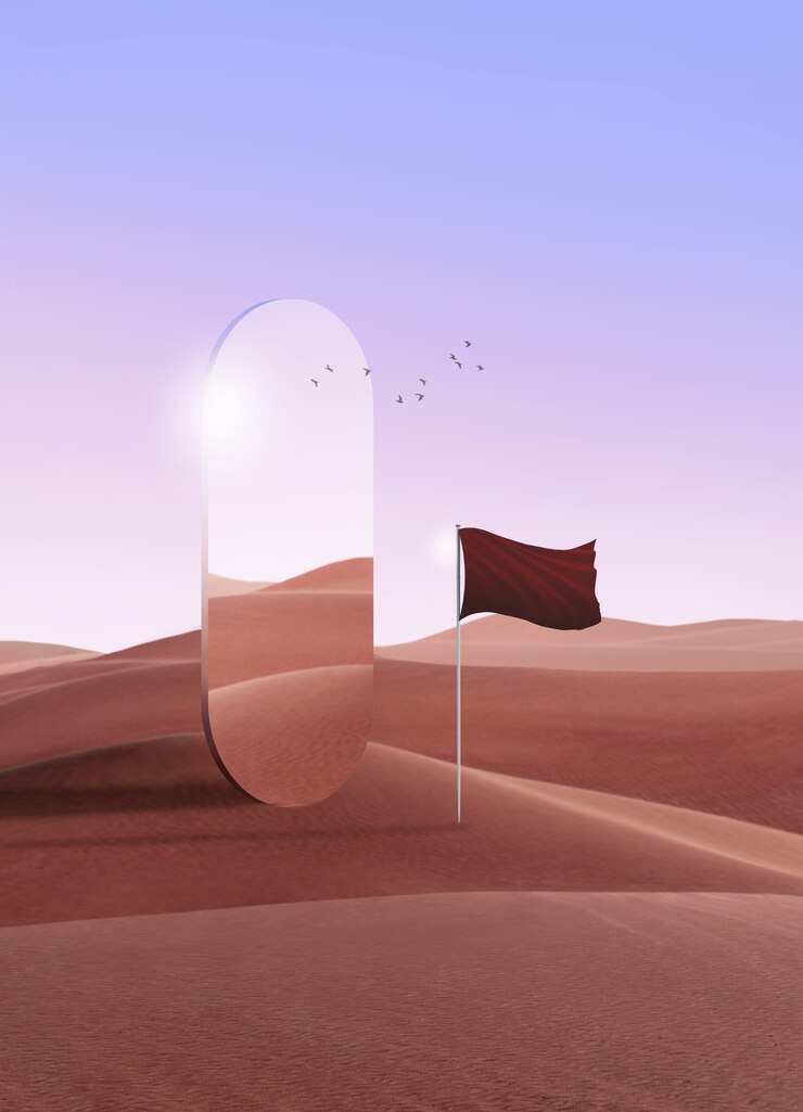 Free Photo isolated red flag in desert