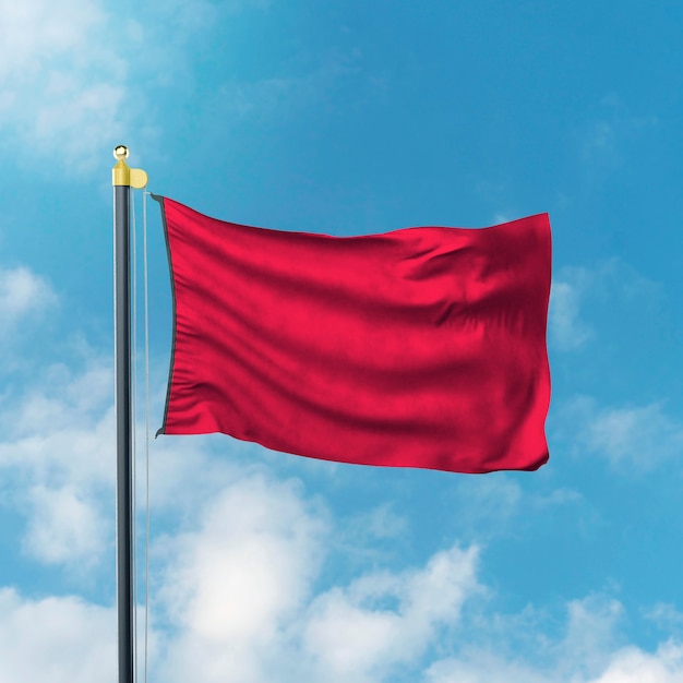 Бесплатное фото Изолированный красный флаг в природе