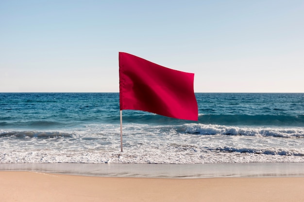 Isolated red flag in nature