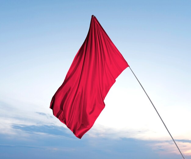 Isolated red flag in nature