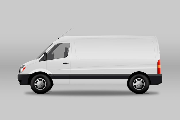 Isolated white van over white surface