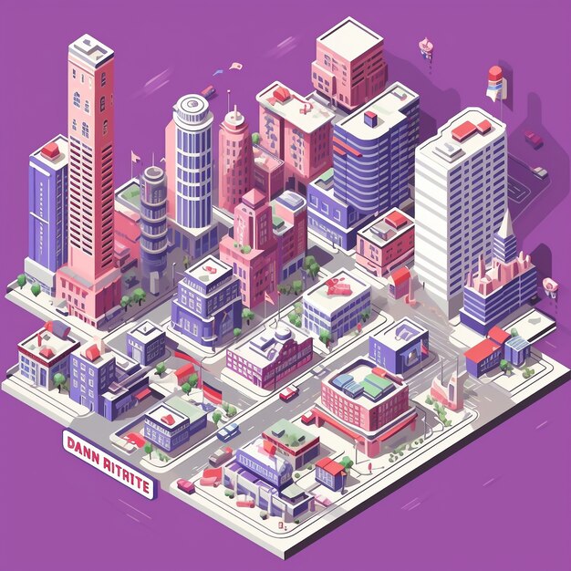 Free photo isometric view on 3d rendering of city