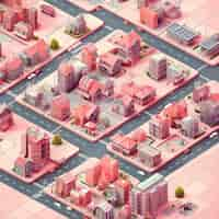 Free photo isometric view on 3d rendering of city