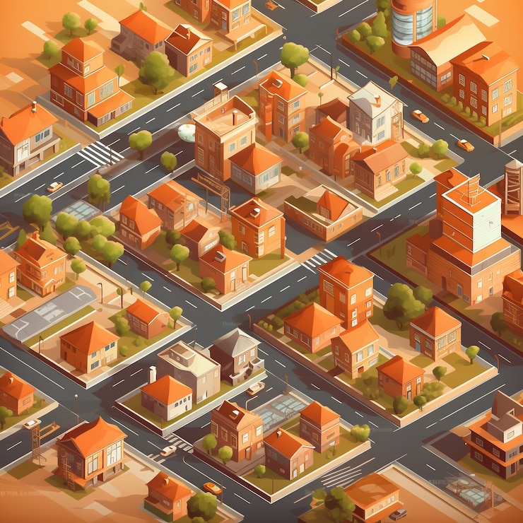 Free Photo isometric view on 3d rendering of city