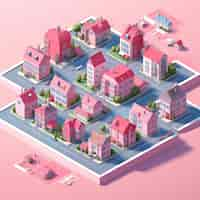 Free photo isometric view on 3d rendering of city