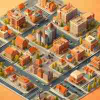 Free photo isometric view on 3d rendering of neon city