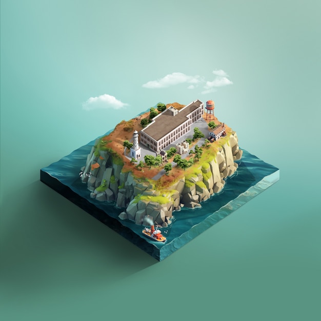 Isometric view of San Francisco's jail