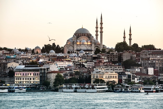 Foto gratuita oceano di istanbul con nave da crociera