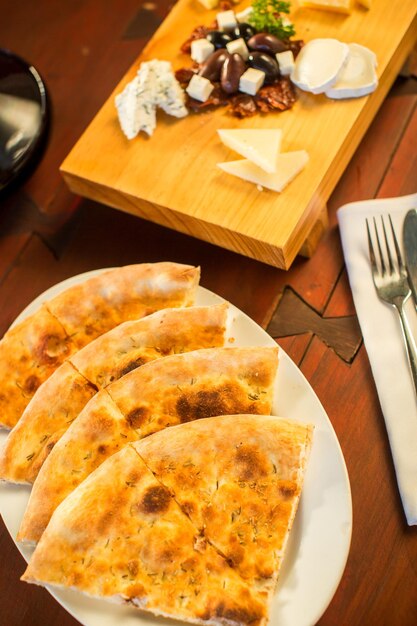 Italian ciabatta bread in a restaurant