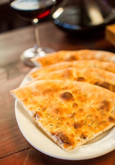 Italian ciabatta bread in a restaurant