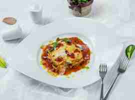 Free photo italian classic lasagna in the plate