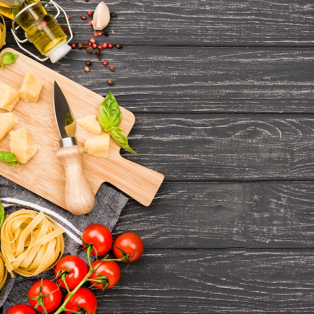 Italian food ingredients prepared to cook