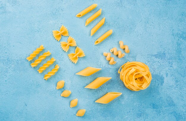 Italian pasta collection on desk