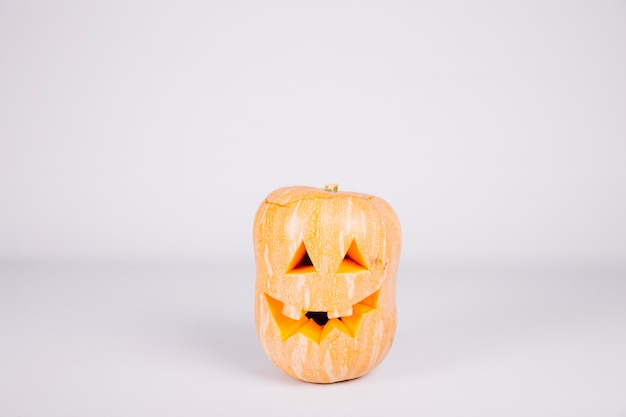 Jack-o-lantern carved out of pumpkin