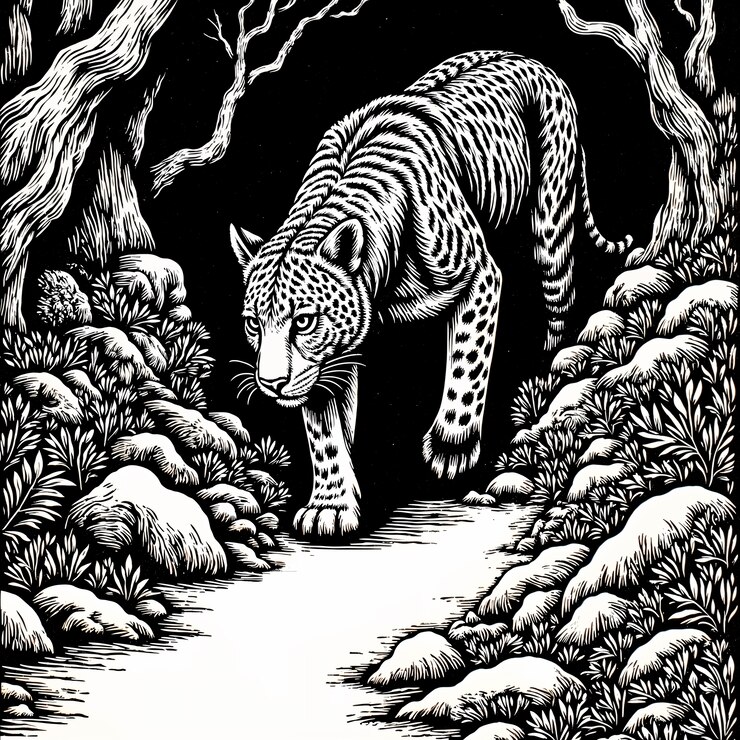 मुफ़्त फोटो jaguar prowling through a jungle path