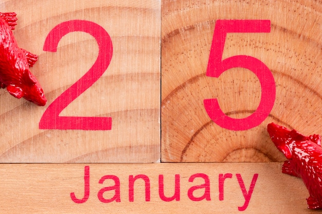 January date on wood for chinese new year