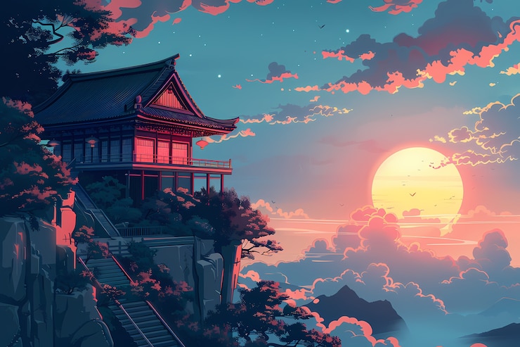 Free Photo japan background digital art