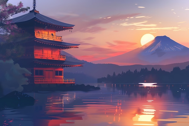 Free photo japan background digital art